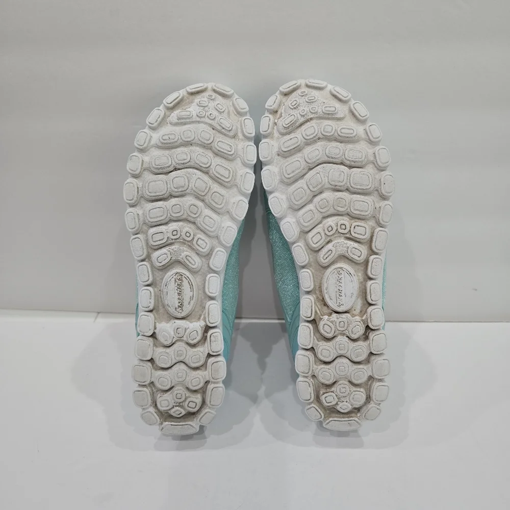 Skechers Womens Flex Fusion Memory Foam Slip on Sneakers AQUA Green Pink Size 10 - Picture 6 of 10